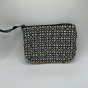 Vera Bradley black white geometric plastic lined make up small travel bag